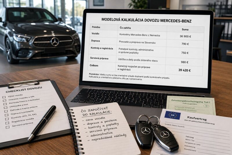 Mercedes-Benz pripravený na odovzdanie po dovoze z Nemecka a vybavení potrebných úkonov.